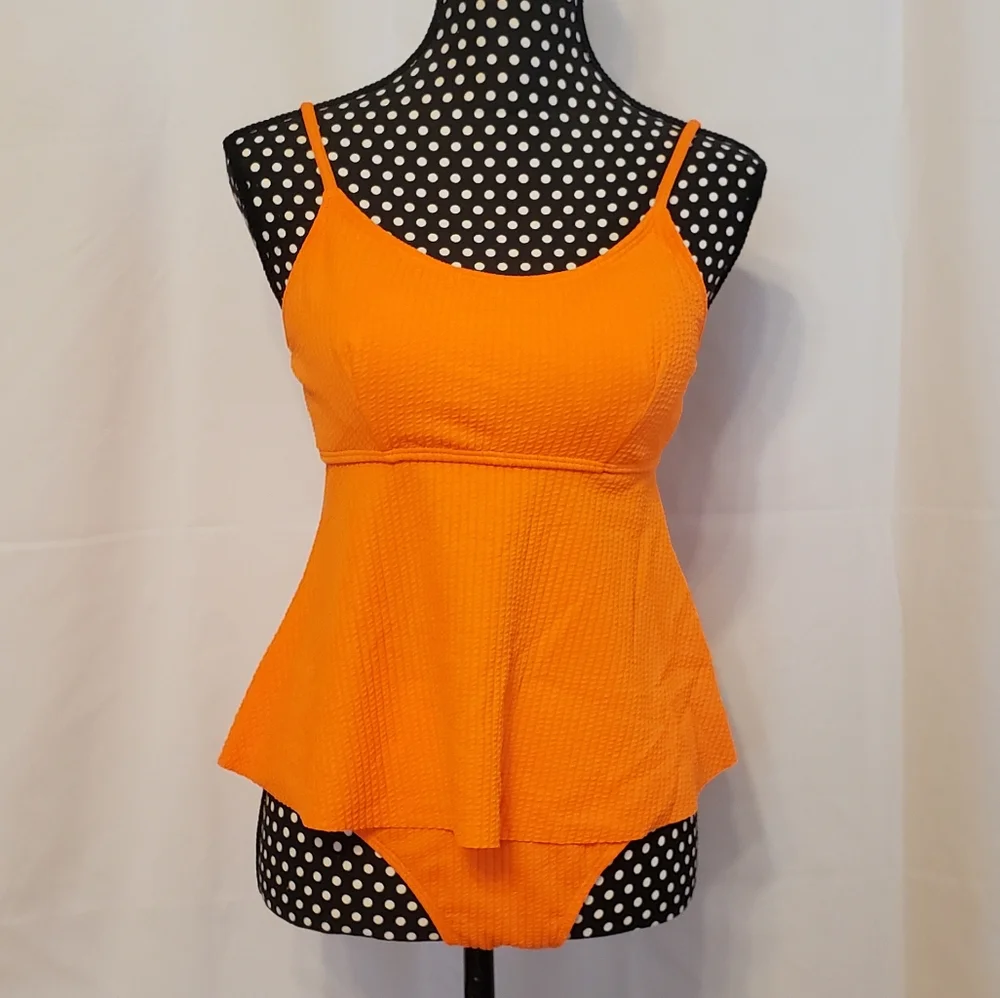 Shein Neon Orange Two-piece Swimsuit Adjustable Straps - Picture 16 of 16